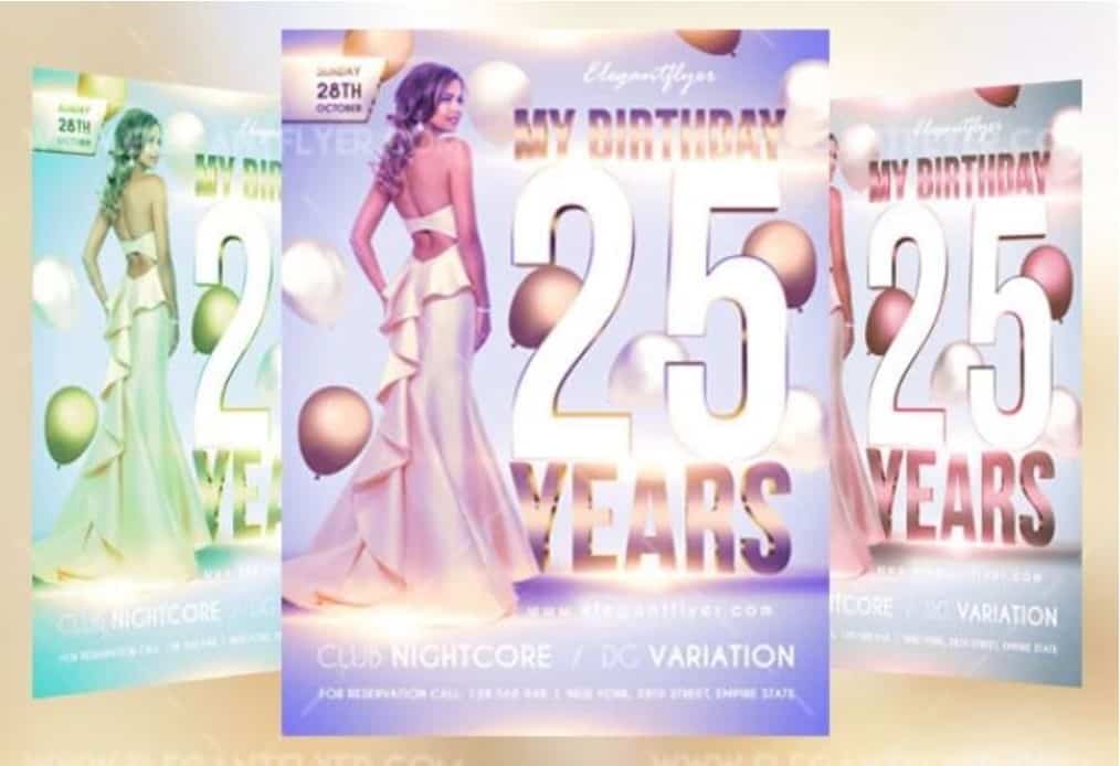 Luxury Birthday Party Invitation in Gold Colors