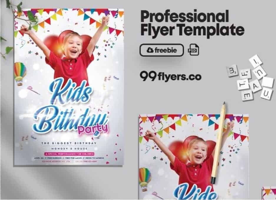 Kids Birthday Party Flyer Template