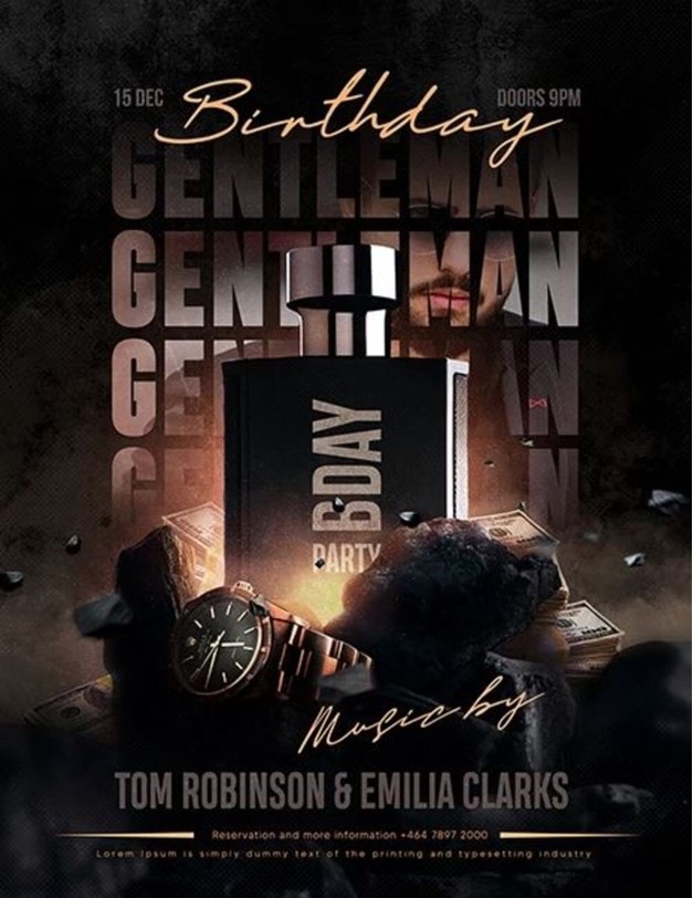 Gentlemen’s Birthday Flyer in PSD