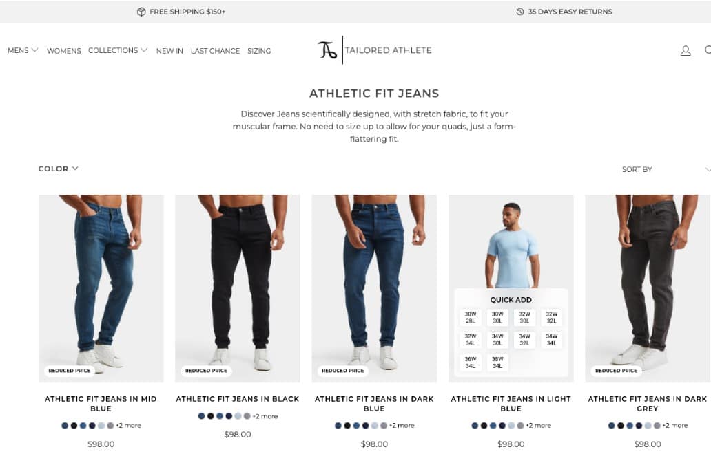 athletic fit jeans