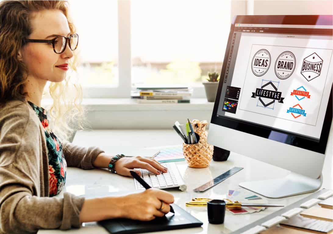 Logo designer at work