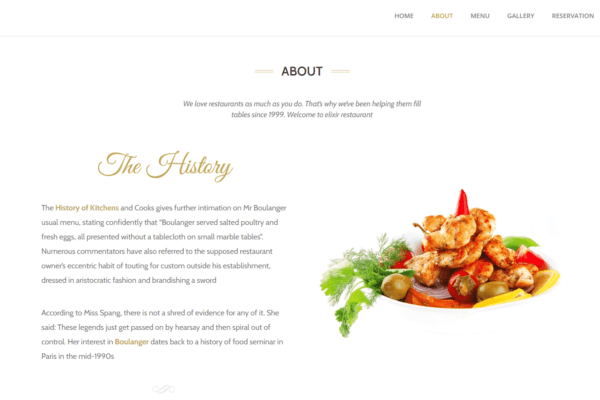 Elixir Restaurant Theme