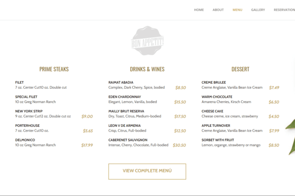 Elixir Restaurant Theme