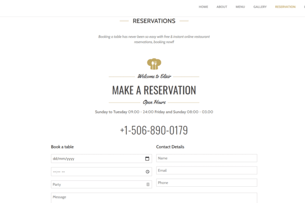 Elixir Restaurant Theme