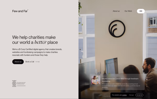 Few and Far® – We help charities make our world a better place Web Design