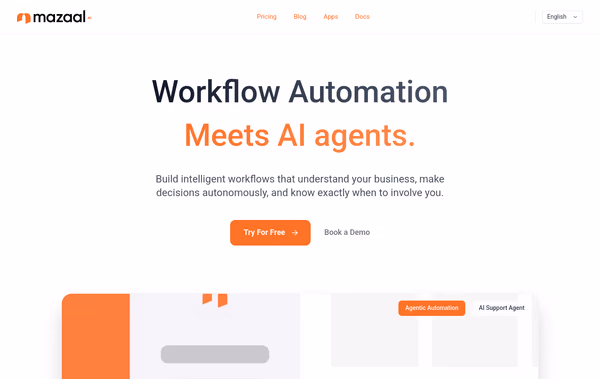 Mazaal AI: Intelligent Automation AI Agents Platform Web Design