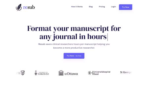 Resub - Reformat your manuscripts in minutes Web Design