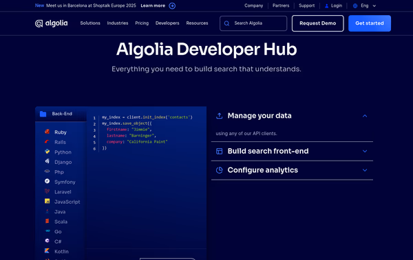 Algolia Developers Web Design