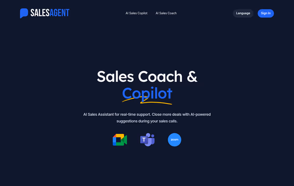 SalesAgent Chat: AI Sales Copilot Web Design