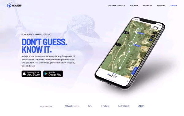 Hole19 - Golf GPS and Scoring app Web Design