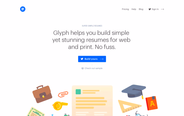 Glyph: super simple resumes Web Design