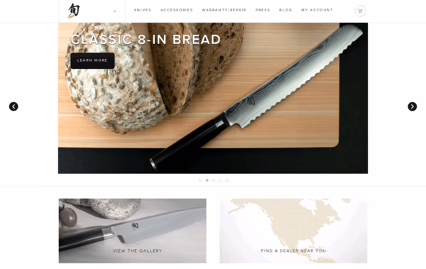 Shun Cutlery, knives Web Design