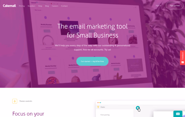 Cakemail Email marketing tool Web Design
