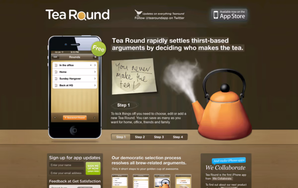 Tea Round App Web Design