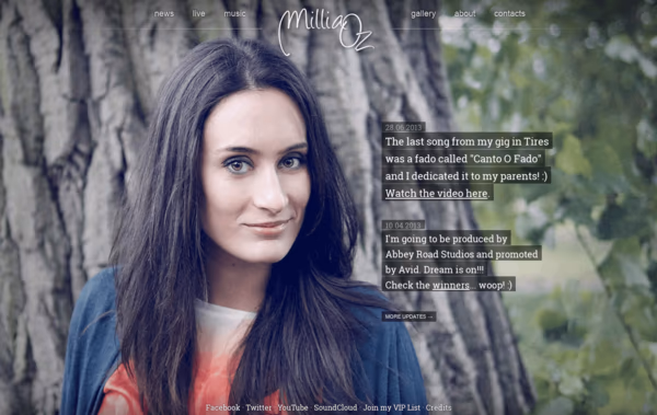 Millia Oz - Singer/Songwriter Web Design
