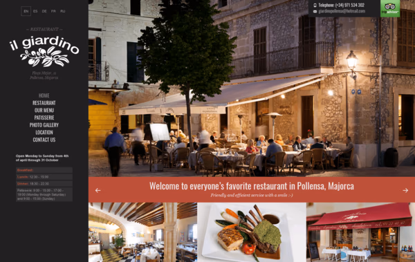 Restaurant Il Giardino Web Design