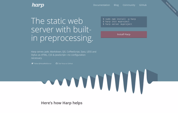 Harp, the static web server with built-in preprocessing Web Design