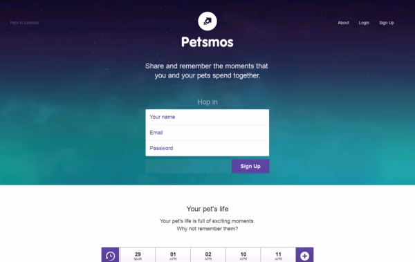 Petsmos - All the moments spent with your pet Web Design