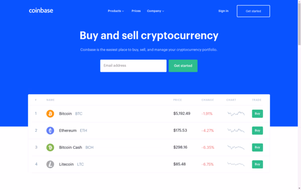 Coinbase Web Design