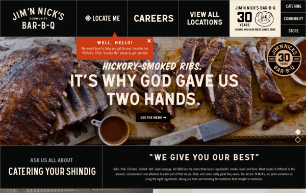 Jim 'N Nick's BBQ Restaurant  Web Design