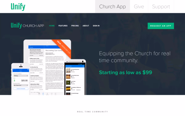 Unify: Church App Web Design