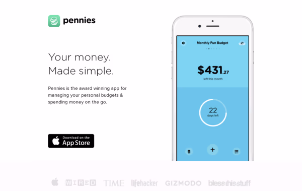 Pennies for iPhone Web Design