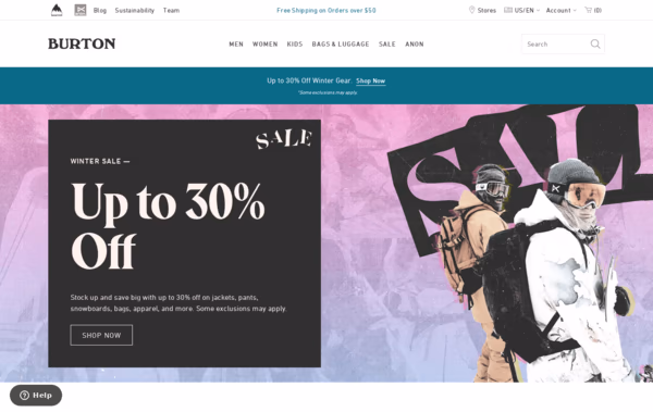 Burton Snowboards Web Design