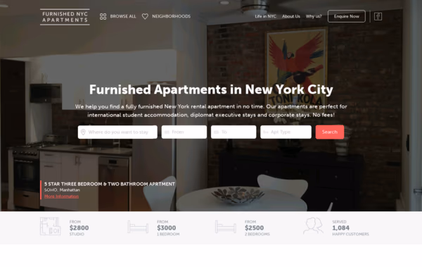 Furnished NYC Apartments Web Design