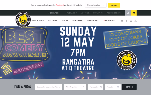 NZ International Comedy Festival Web Design