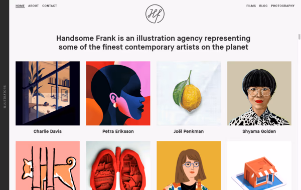 Handsome Frank Illustration Agency Web Design