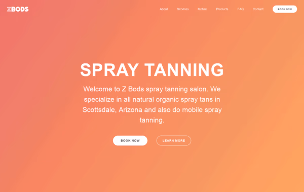 Z BODS Spray Tanning Web Design