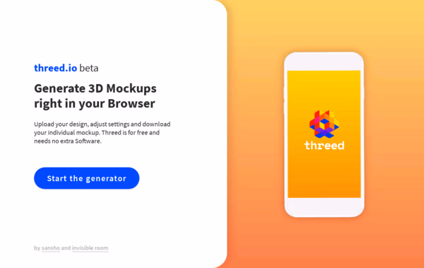 Threed.io 3D Device Mockups. Web Design