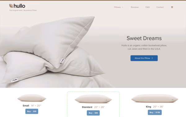 Hullo Pillow Web Design