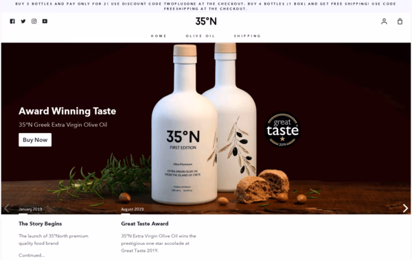35°North Extra Virgin Olive Oil Web Design