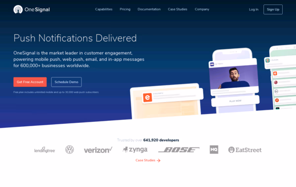 OneSignal Push Service Web Design