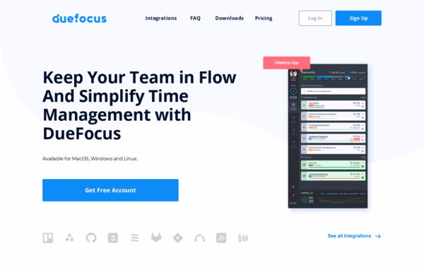 DueFocus - Free Time Tracker for Effective Time Management Web Design