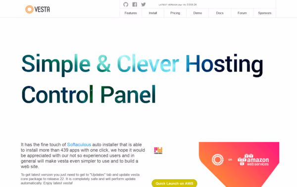 Vesta Control Panel Web Design