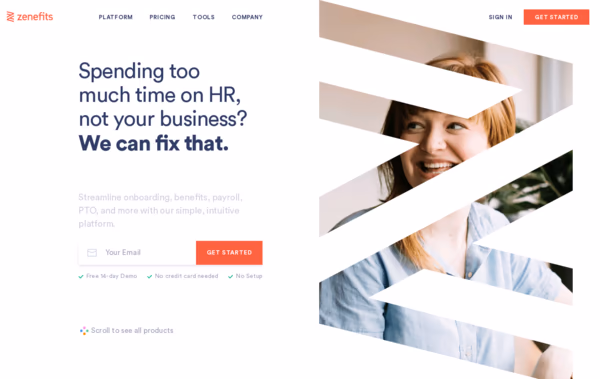 Trinet Zenefits Web Design