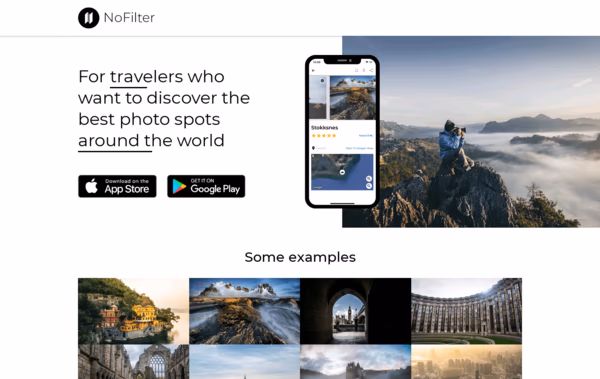 NoFilter App Web Design