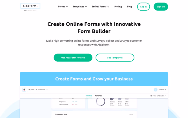 AidaForm Online Form Creator Web Design
