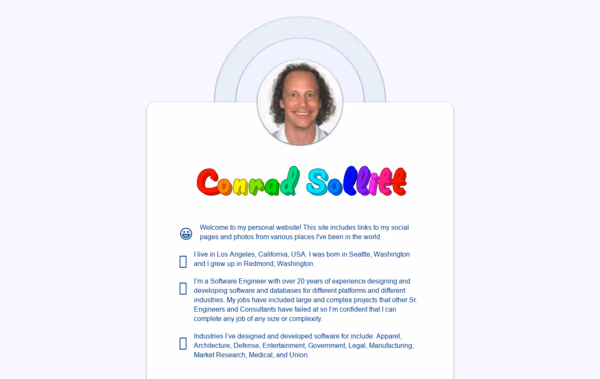 Conrad Sollitt Personal Site Web Design