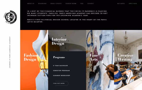Paris American Academy Web Design