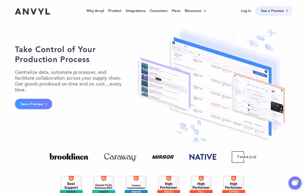 Anvyl Management Software Web Design