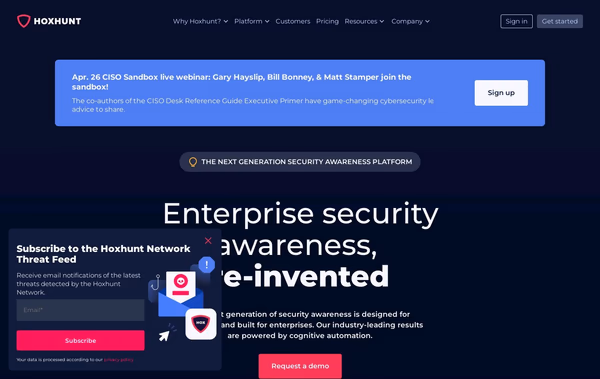 Hoxhunt Enterprise Security Web Design