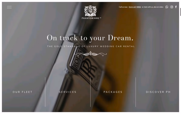 Phantom Hire Luxury Wedding Cars Web Design