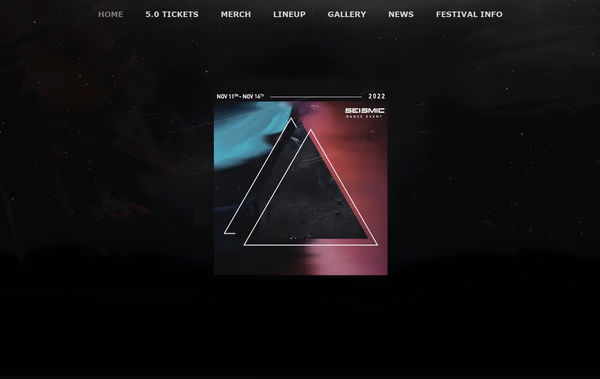 Seismic Dance Event  Web Design
