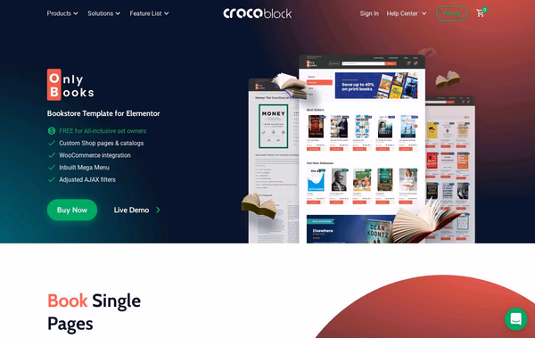 Only Books Dynamic Elementor Template Web Design