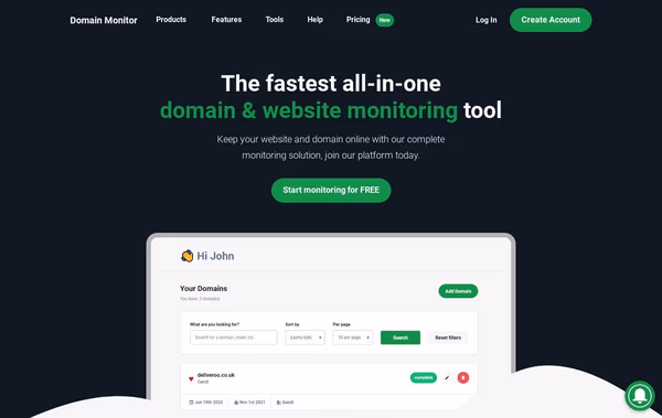 Domain Monitor Web Design