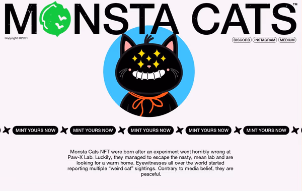 Monsta Cats NFT Web Design