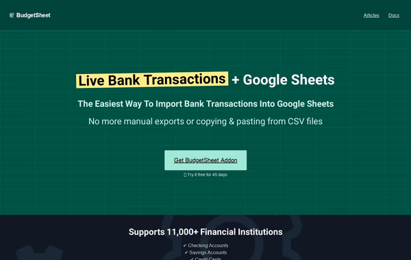 BudgetSheet Web Design
